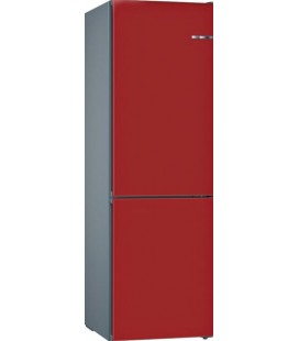 Frigorífico Bosch Combi. Medidas 203 x 60 cm. Color Rojo Cereza. Modelo KVN39IR3A | Serie 4